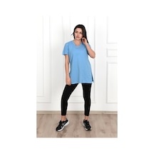 Kadın V Yaka Yırtmaçlı T-shirt 8783-22 001