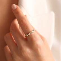 Altın Dainty Yüzük Taşsız T12546 Renkli