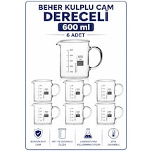 Beher Kulplu Cam 600 Ml - Kısa Form Isıya Dayanıklı Beaker 6 Adet