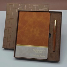 Özel Tasarım Defter Kalem Kutulu Set 22x20 Cm Hediye Çok Renkli
