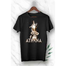 Flood Of Style Unısex Siyah Mitoloji Barış Tanrıçası Athena Baskılı Tişört