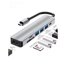 7in1 Aluminium Pd100w Hızlı Şarj 4k 60hz Hdm 3xusb 1xtype-c Tf/sd Usb Çoklayıcı Çevirici