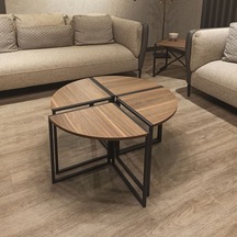 Wrkspc Vidasız Kolay Kurulum Yonca Yuvarlak Zigon Sehpa - Ceviz