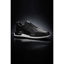 Prestige Walk Erkek Siyah Hakiki Deri Lüks Tasarım Rahat Taban Klasik Casual Sneaker Ayakkabı
