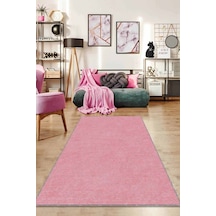 Pembe Sade Desensiz Kaymaz Tabanlı Dekoratif Halı Rv201n11