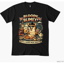 Flood Of Style Kanlı Tanrım Komik İngiliz Corgi İngiltere Mizah Çizim T-shirt Erkekler Kadınlar Için % 100% Siyah
