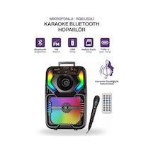 Double 8 Rgb Karaoke Hoparlör Bluetooth Usb Tf Fm Kumandalı Mikrofonlu