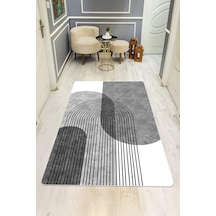 Modern Desenli Süngerli Kaymaz Dot Taban Dijital Baskı Halı H0824 Renkli