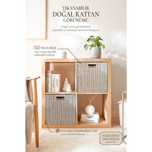 Ocean Home Textile 2'li Yıkanabilir Gri Pp Rattan Sepet Set 33 X 33 X 33 Cm