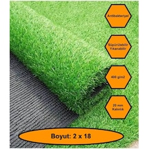 2x18 Metre Yapay Çim Halı, Lastik Taban, Yeşil Suni Halı, 20 Mm Kalınlığında 200 x 1800