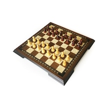 Helena Wood Art El Yapımı Ahşap Dama Takımı 48 Cm Kahve-50mm