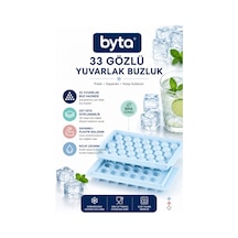 33 Gözlü Yuvarlak Buz Kalıbı - Bpa İçermeyen Plastik Buzluk, Kolay Çıkarılabilir, Gıda Temasına Uygun Pembe Beyaz Mavi 1 Adet Karışık Renkte Gönderilir Diğer