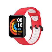 Hnrlıshp Newface Xiaomi Redmi Watch 2 Spor Delikli Kordon - Kırmızı-beyaz