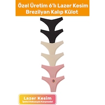 Enenstyle Fashıon Boutıqueözel Üretim Konforlu Rahat Uzun Ömürlü Ipeksi Yapılı 6 Lı Lazer Kesim Brezilyan Kalıp Külot Karışık/çok Renk