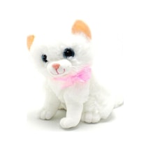 Miyavlayan Sesli Kedi Peluş 30 Cm Beyaz