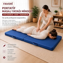 Masaj Yatağı Portatif Katlanabilir Masaj Yatağı Minderi 6 Cm Sünger 180x70 Cm Mavi