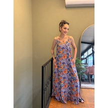 Ali Butik Mor Desenli Viskon Elbise