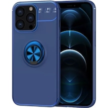 Newface Apple İphone 13 Pro Kılıf Range Yüzüklü Silikon - Mavi