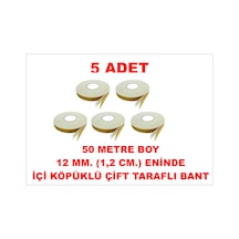 Çift Taraflı İçi Köpüklü Sarı Bant 50 M. Uzunlukta 12 Mm-1,2 Cm Ebatında 5 Adet