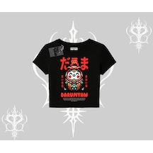 Tarzsokak Babby Tee Tshirt Daruma Kedi Anime Baskılı Siyah