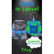 Petjoo 3.Susie Yeşil-Mavi Qr'lı Kedi Künyesi
