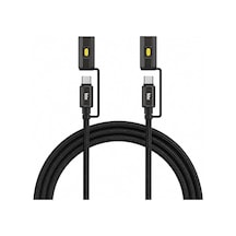 T2ın1c 240w Led Fener Ve Alevsiz Çakmak Fonksiyonlu Type-c To Type-c Şarj Ve Data Kablosu 1.2 Metre Siyah