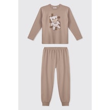 Panço Erkek Çocuk Ayıcık Baskılı Bej Pijama Takımı 2621bk39005 Krem