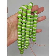 Yeşil Renk Sırlı Seramik Boncuk Dizi 10-12mm/24cm 54140 Çok REnkli