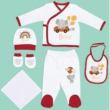 Bk Kids Kişiye Özel Hastane Çıkışı, Bebek Kıyafeti, Yeni Doğan Bebek Hediyesi, 6 Parça Kırmızı Bebek Elbise Giyim Seti-6