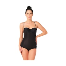 Siyah Mı Emay 2723 Lazer Kesim Göğsü Açık Slip Korse Siyah