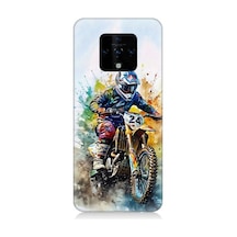 Tecno Camon 16 Uyumlu Motorsikletçi Desenli Silikon Kılıf