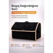 Bagaj Çantası Oto Bagaj Organizer Lüks Tay Tüyü Su Geçirmez Kaymaz Katlanır - Siyah Bej