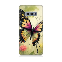 Samsung Galaxy S10e Uyumlu Çayırda Neşeli Kelebek Desenli Silikon Kılıf Çok Renkli