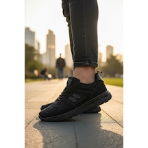 Enoch Erkek Günlük Spor Ayakkabı Süet Detaylı Sneaker H Logolu Retro Stil Rahat Kalıp Siyah