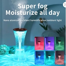Kristal Elmas Vazo Tasarımlı Rgb Renk Değiştiren Ultrasonik Hava Nemlendirici Ve Gece Lambası