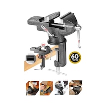 Premium Seri 360 Döner Çok Fonsksiyonlu Tezgah Masa Mengenesi Mini Örslü Mengene 60mm