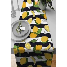 Sarı Limon Desenli Premium Masa Örtüsü Runner Rnr124n11
