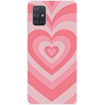 Samsung Galaxy A71 Uyumlu Pembe Kalpler Baskılı Silikon Kılıf Renkli