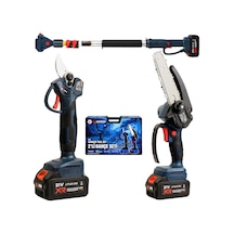 Prohummer Phm011-2m Teleskopik Uzatmalı Profesyonel Akülü Kömürsüz Motor 2li Bahçe Seti - 32mm Dal Budama Makası, 15cm Dal Budama Testeresi Ve 2m Uzatma Çubuğu 21v 3ah Çift Batarya