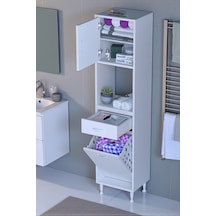Eliusta Seris Sepetli Ve Çekmeceli Banyo Dolabı G:50 Cm Çok Amaçlı Beyaz Düzenleyici 50x173x32,5 Cm Dolap Beyaz