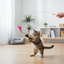 Bakgelal Balıklı Kedi Oyun Oltası 90 Cm Esnek Telli Tüylü Kedi Oyuncağı, Etkileşimli Eğlence Çubuğu