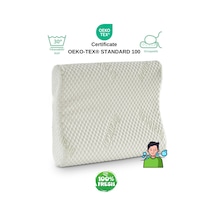 Rudu Breathe Easy Kılıflı Medikal,boyun Destekli Çift Taraflı Ortopedik Visco Yastık 51x41x13-11cm 1350gr Beyaz - Yeşil