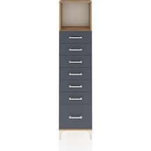 Arges Dolap Tek Raflı 7 Çekmeceli 44x30x182 Çam-antrasit Çam
