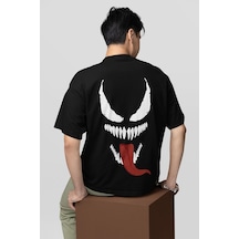 Tasarım Venom Baskılı Unisex Oversize Tişört Siyah