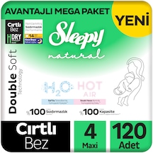Sleepy Natural Double Soft Avantajlı Mega Paket Bebek Bezi 4 Numara Maxi 120 Adet