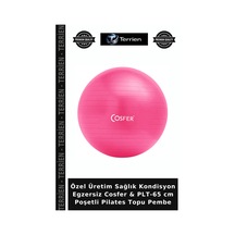 Özel Üretim Sağlık Kondisyon Egzersiz Cosfer & Plt-65 Cm Poşetli Pilates Topu Pembe