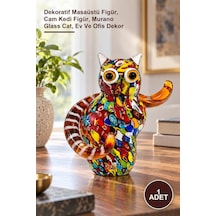 1 Adet El Yapımı Murano Cam Kedi Figürü Dekoratif Masaüstü Figür, Cam Kedi Figür, Murano Glass Cat, Ev Ve Ofis Dekor