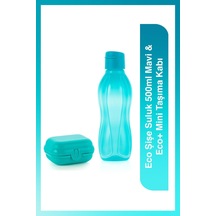Eco Şişe Suluk Ve Matara 500ml Mavi & Eco Mini Taşıma Kabı Mavi