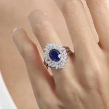 Mia Vento Effective Diamond Venedik Dansı Sentetik Safir Taşlı Gümüş Yüzük
