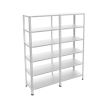Rafburada 6 Katlı Duble Galvaniz Çelik Raf - Depo, Arşiv, Kiler, Dosya, Market Rafı-43x60 cm-300 cm-1.00 mm